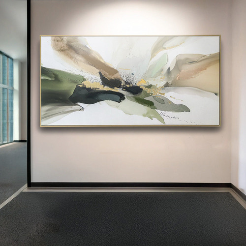Green Abstract Framed Canvas Wall Art