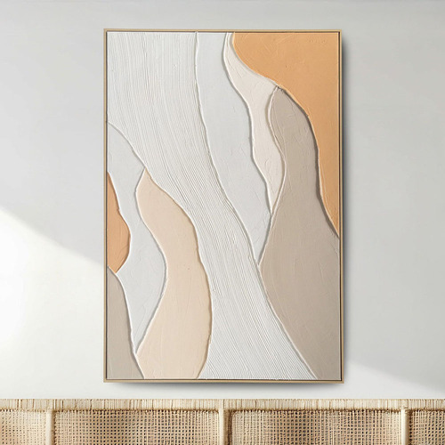 Apricot Waves Framed Canvas Wall Art
