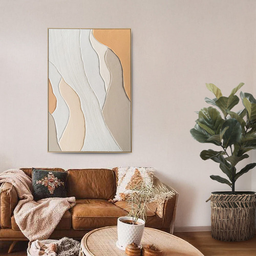 Apricot Waves Framed Canvas Wall Art