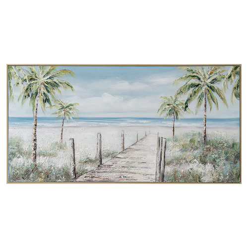 Palmtree Boardwalk Framed Canvas Wall Art