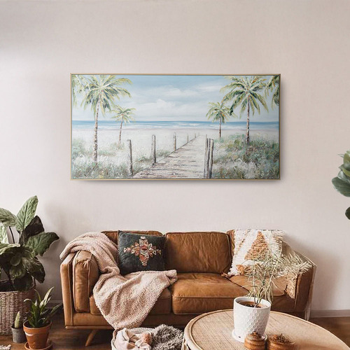 Palmtree Boardwalk Framed Canvas Wall Art