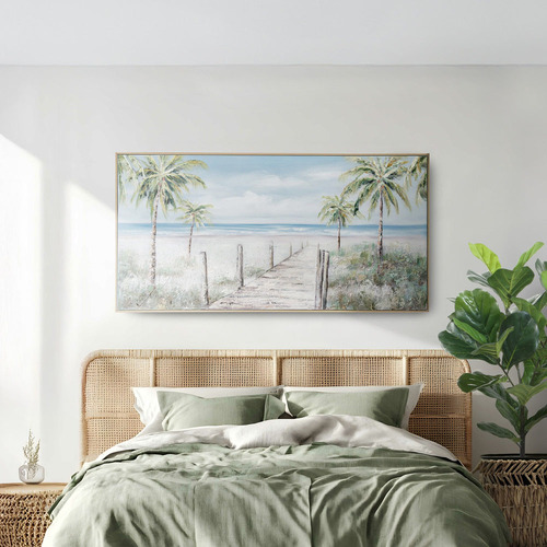 Palmtree Boardwalk Framed Canvas Wall Art