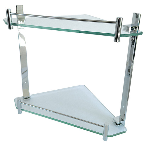 Chrome Modena 2 Tier Bathroom Corner Shelf | Temple & Webster