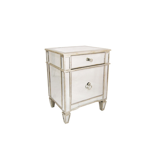 Sara 1 Door Mirrored Bedside Table Temple Webster