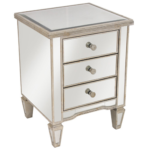 Elegant Designs Sara Ribbed 3 Drawer Bedside Table Temple & ster