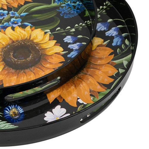2 Piece Sunflower Round Decorative Trays