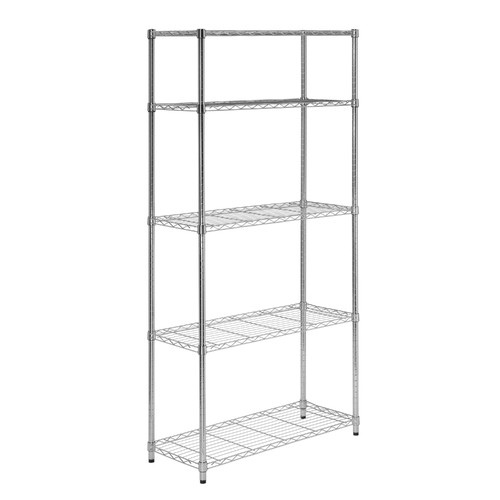 5 Tier Chrome Storage Shelves 90kgs Temple Webster