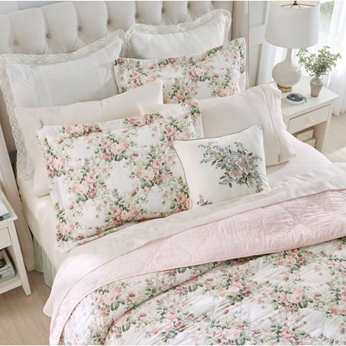 LauraAshley Joyce Cotton Queen Coverlet Set Temple & ster