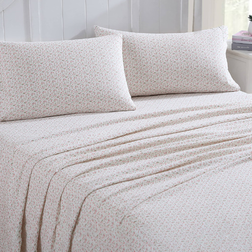 LauraAshley Evie Cotton Flannelette Sheet Set Temple & ster
