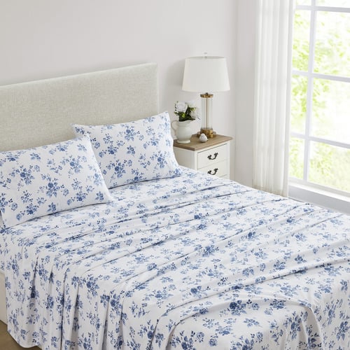 Stripe China Rose Flannelette Sheet Set