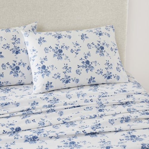 Stripe China Rose Flannelette Sheet Set