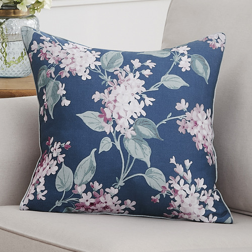 Midnight Blue Trailing Blossom Cushion