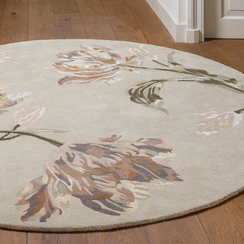 Natural & Sage Green La Gosford Round Wool-Blend Rug