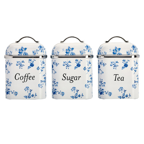 3 Piece Laura Ashley China Rose Canister Set