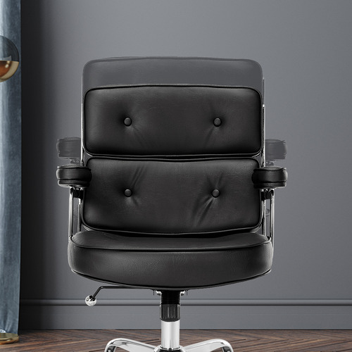 Black & Silver Aman Faux Leather Executive Office Chair