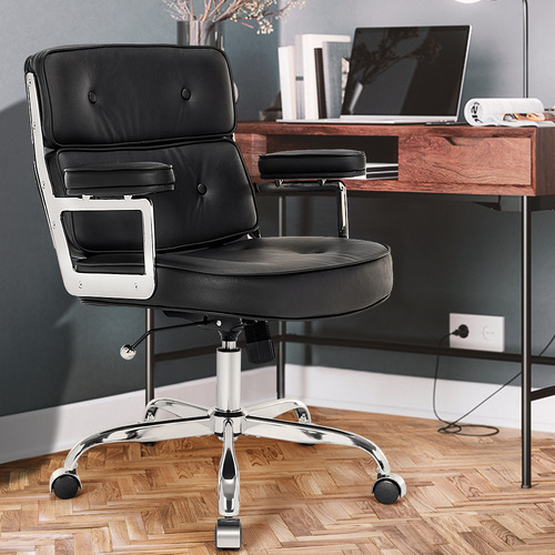 Black & Silver Aman Faux Leather Executive Office Chair