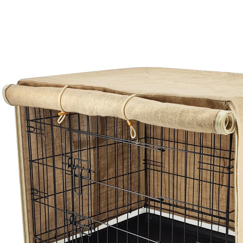 Mackenzie Steel Dog Crate with Jute Cover & Tray
