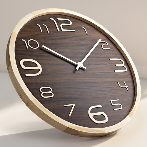 60cm Whimsy Pine Wood Arabic Wall Clock