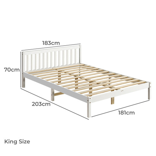 White Hamilton Pine Wood Platform Bed
