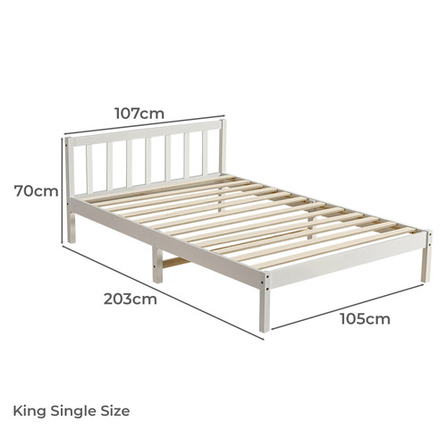 White Hamilton Pine Wood Platform Bed