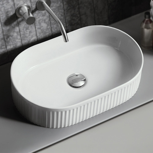 Cove 500mm Gloss White Ceramic Above Counter Basin