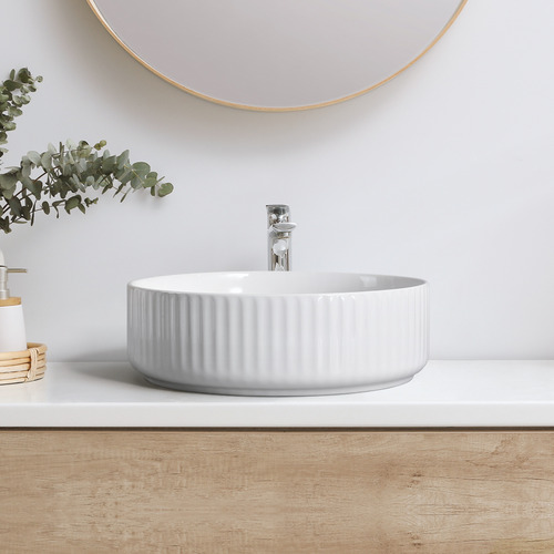 Cove 360mm Gloss White Round Ceramic Above Counter Basin
