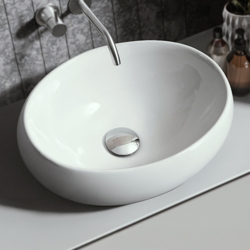 Cove 410mm Gloss White Oval Ceramic Above Counter Basin