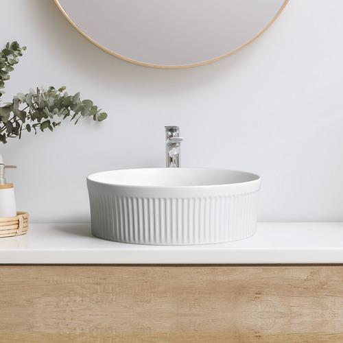 Cove 360mm Matte White Round Ceramic Above Counter Basin