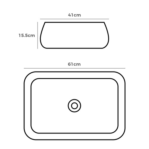 Cove 610mm Gloss White Ceramic Above Counter Basin