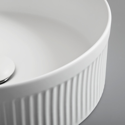 Cove 360mm Matte White Round Ceramic Above Counter Basin
