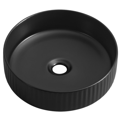 Cove 360mm Matte Black Round Ceramic Above Counter Basin