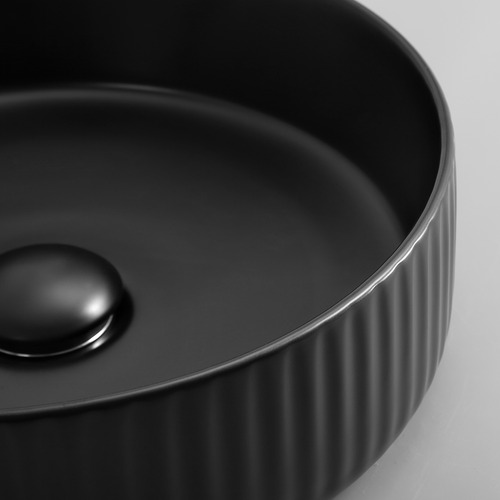 Cove 360mm Matte Black Round Ceramic Above Counter Basin