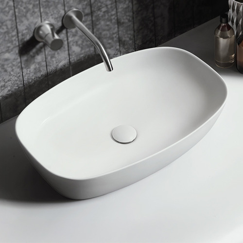 Cove 600mm Matte White Ceramic Above Counter Basin