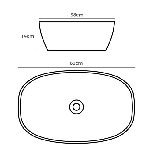 Cove 600mm Matte White Ceramic Above Counter Basin