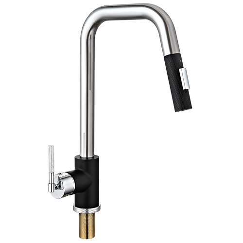 Anita Chrome Square Gooseneck Pull-Out Kitchen Sink Mixer