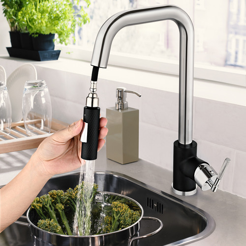 Anita Chrome Square Gooseneck Pull-Out Kitchen Sink Mixer