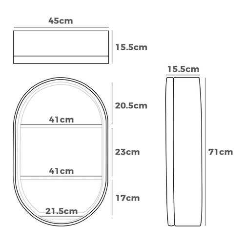 Wren 450mm Oval Mirrored Shaving Cabinet