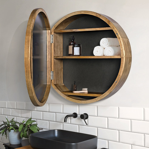 Zali 600mm Round Mirrored Shaving Cabinet