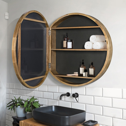 Zali 800mm Round Mirrored Shaving Cabinet