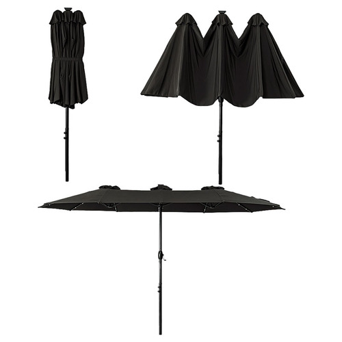 4.6m Hiraiya Solar-Lighted Patio Umbrella