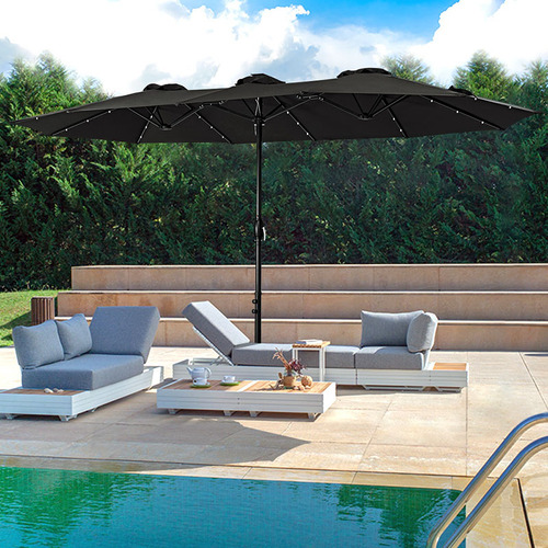 4.6m Hiraiya Solar-Lighted Patio Umbrella
