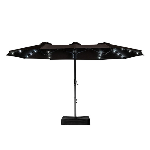 4.6m Hiraiya Solar-Lighted Patio Umbrella with Base
