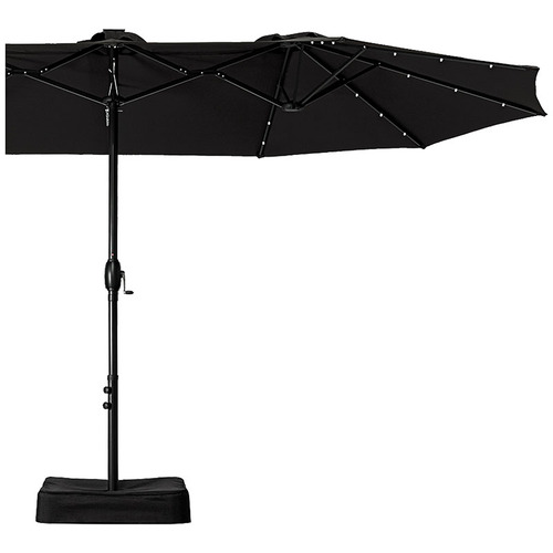 4.6m Hiraiya Solar-Lighted Patio Umbrella with Base