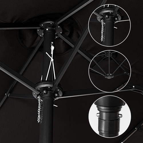 4.6m Hiraiya Solar-Lighted Patio Umbrella with Base