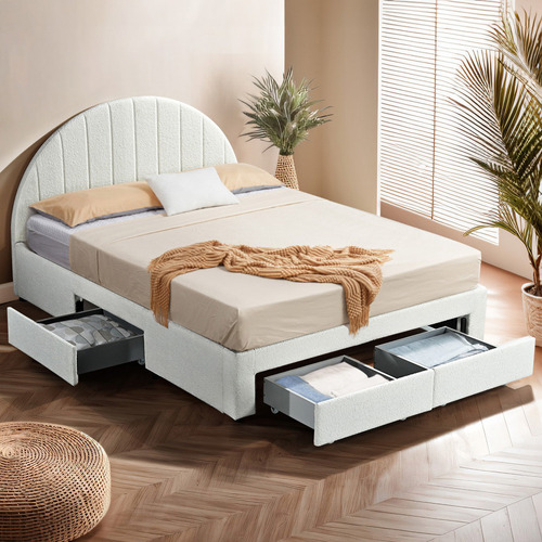 Turtledove Queen Bed Frame with 4 Drawers