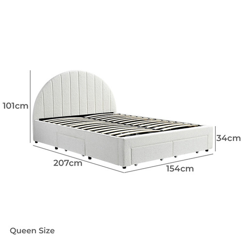 Turtledove Queen Bed Frame with 4 Drawers