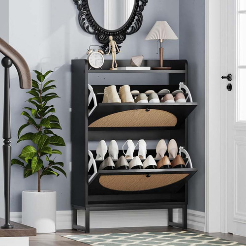 Elena 2 Door Rattan Shoe Cabinet
