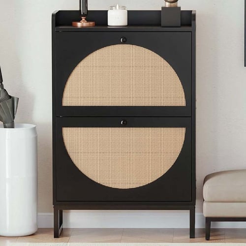 Elena 2 Door Rattan Shoe Cabinet