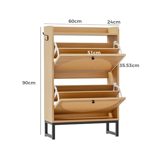 Elena 2 Door Rattan Shoe Cabinet