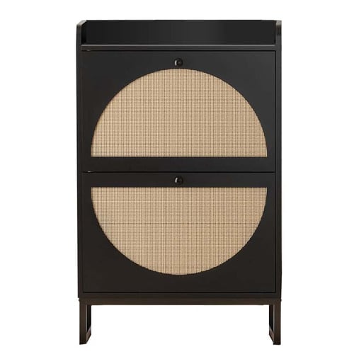 Elena 2 Door Rattan Shoe Cabinet